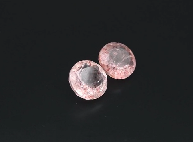 Pair 2pcs/2.37ct t.w Round Natural Pink Strawberry Quartz, Madagascar