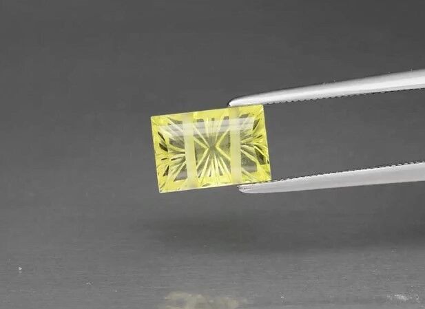 1.71ct 9x6mm Baguette Drilled Natural Lemon Quartz Gemstone, Brazil