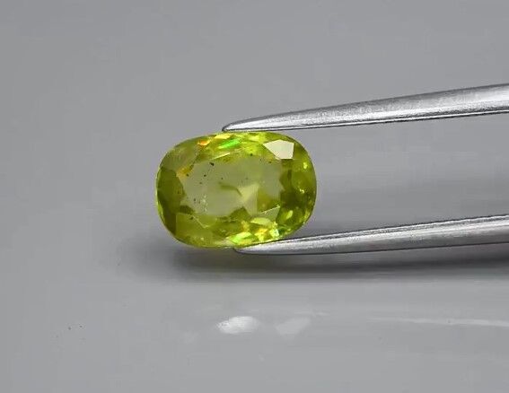 2.01ct 9x6.5mm Oval Natural Yellowish Green Sphene Madagascar, High Luster