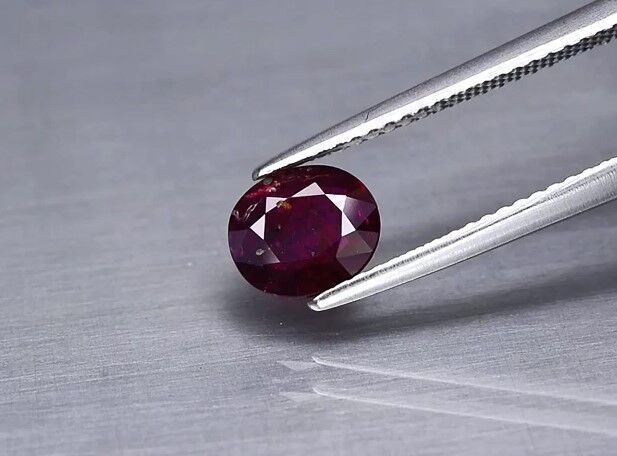 1.19ct 7x6.2mm Oval Natural Purplish Red Ruby Unheated Madagascar