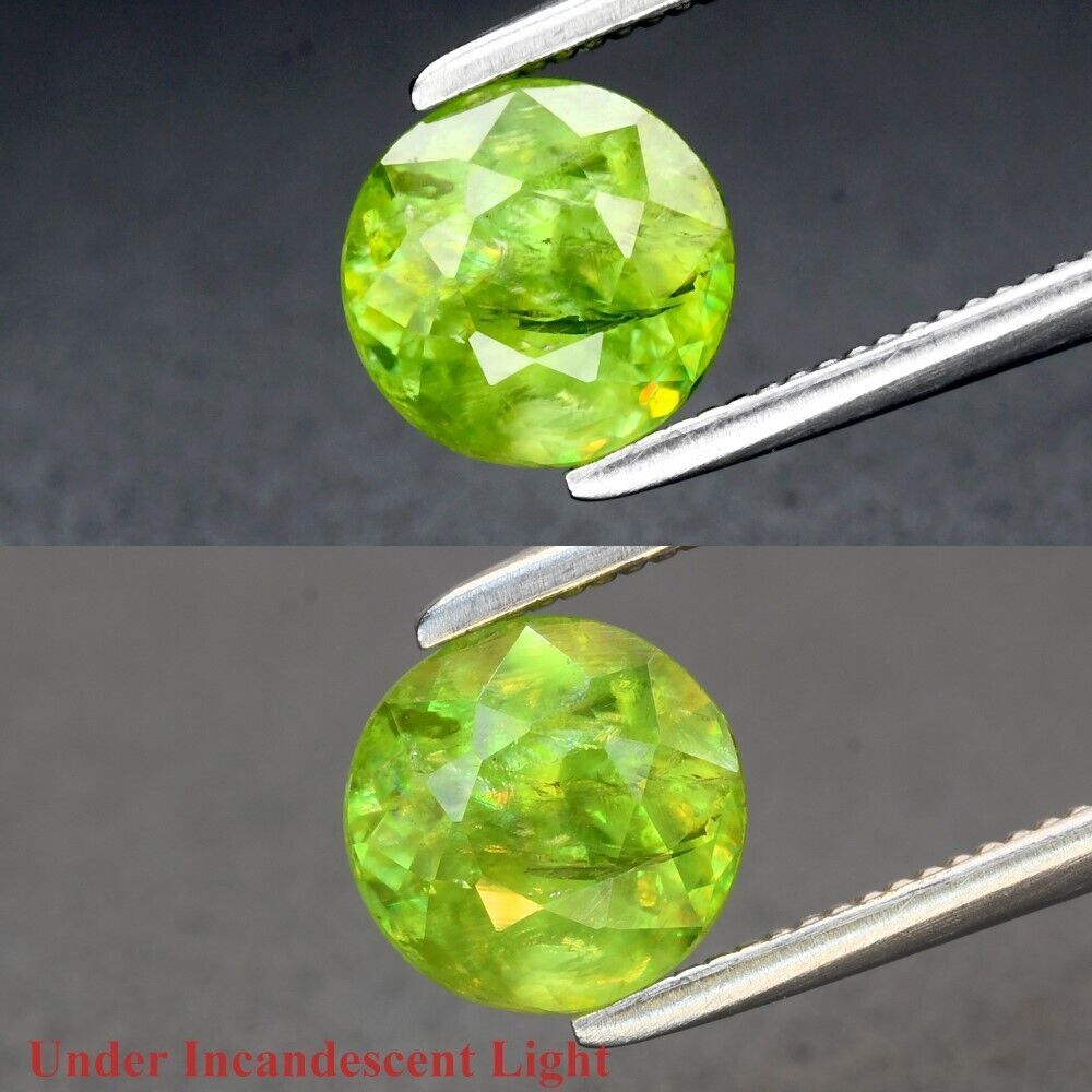 1.13ct 6mm Round Natural Yellowish Green Sphene Gemstone, Super Sparkles