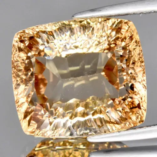 17.75ct 15.5x13.5mm VVS Cushion Concave Natural Champagne Topaz Gemstone, Brazil