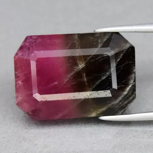 9.66ct 15.7x11mm Octagon Unheated Watermelon Tourmaline Gemstone, Africa