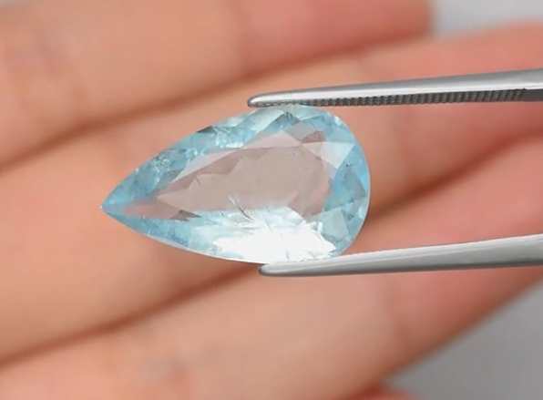 6.41ct 18.3x11mm Pear Natural Unheated Blue Aquamarine, Brazil