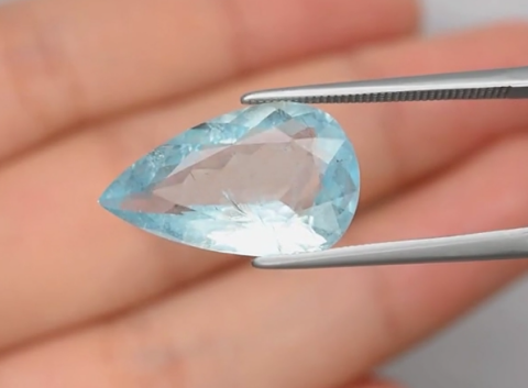 6.41ct 18.3x11mm Pear Natural Unheated Blue Aquamarine, Brazil