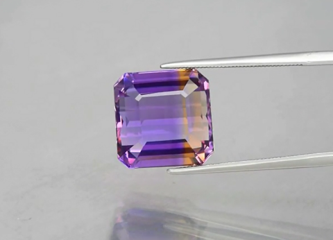 11.57ct 13x12.8mm IF Octagon Natural Untreated Yellow & Purple Ametrine, Brazil