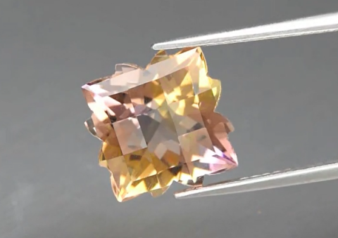 4.99ct 10.5x10.5mm VS Fancy Natural Untreated Purple & Yellow Ametrine, Bolivia