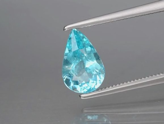 1.24ct 8.8x5.7mm Pear Natural Blue Apatite, Madagascar