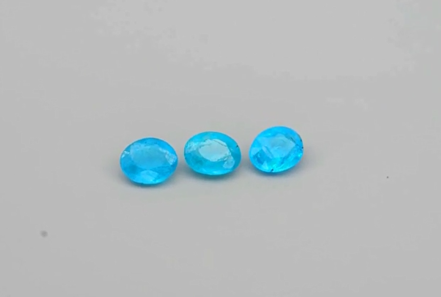 3pcs Lot 1.12ct t.w Oval Natural Unheated Blue Apatite Gemstone, Africa