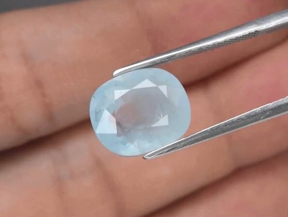 6.58ct 12.3x10.3mm Cushion Natural Unheated Blue Aquamarine, Brazil