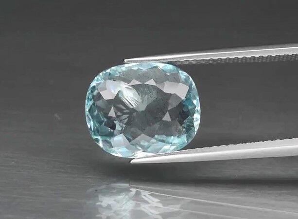 3.41ct 11.6x9.8mm Cushion Natural Unheated Blue Aquamarine, Madagascar