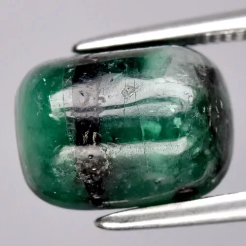 3.58ct 9.5x7mm Cushion Cabochon Green Emerald Gemstone, Zambia